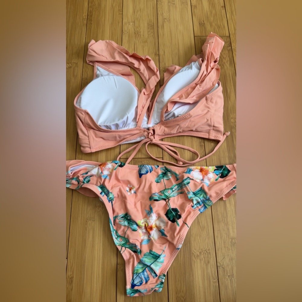 Peach Ruffle Bikini Set - Picture 2 of 5